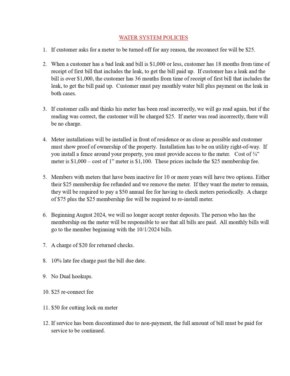 Water System Policies